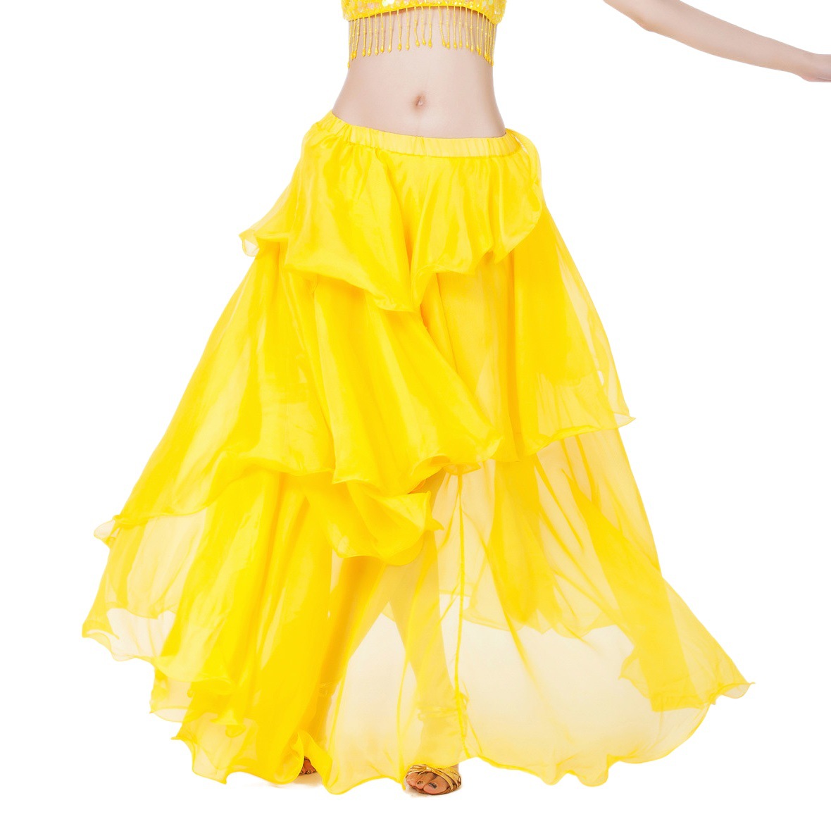 Dancer spiral skirt chiffon cake skirt belly dance light elegant skirt source factory primary source