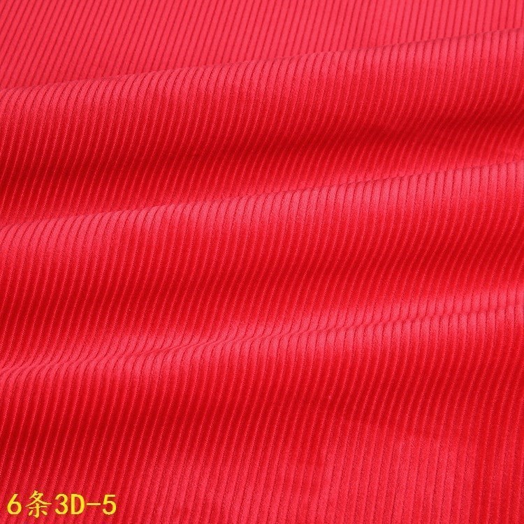 Bright Red Women's Casual Wear Corduroy Three-Dimensional Straight Corduroy 6-Pit 3D Soft Polyester Glossy Corduroy