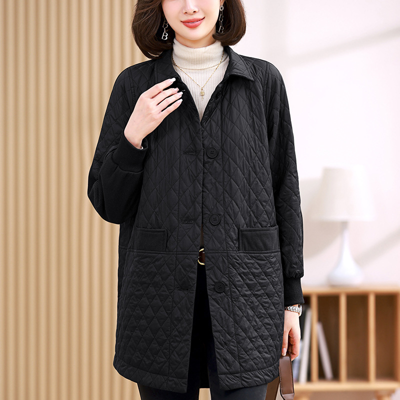 Picture of Middle-aged fat mother autumn and winter light down cotton-padded jacket new middle-aged and old women spring and autumn plus fat plus size windbreaker coat