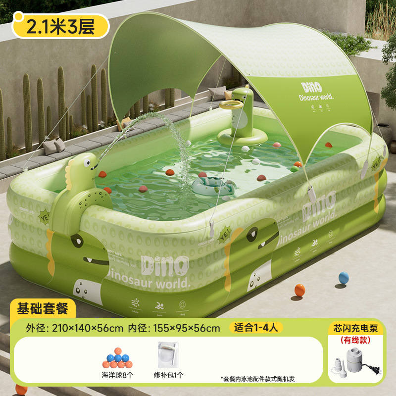 Picture of New Children's Home Outdoor Inflatable Swimming Pool Large Sun Protection Pool Thickened Environmentally Friendly Baby Swimming Pool