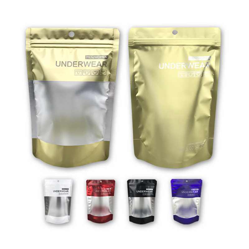 Self-standing standing matte matte boutique underwear packaging bag men's and women's universal underwear self-sealing zipper packaging bag
