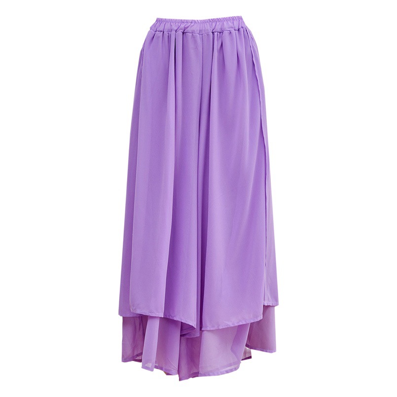 Women's Modern Classical Practice Performance Costume Chiffon High Waist Elegant Slit Skirt Dancing Wide Leg Long Pants