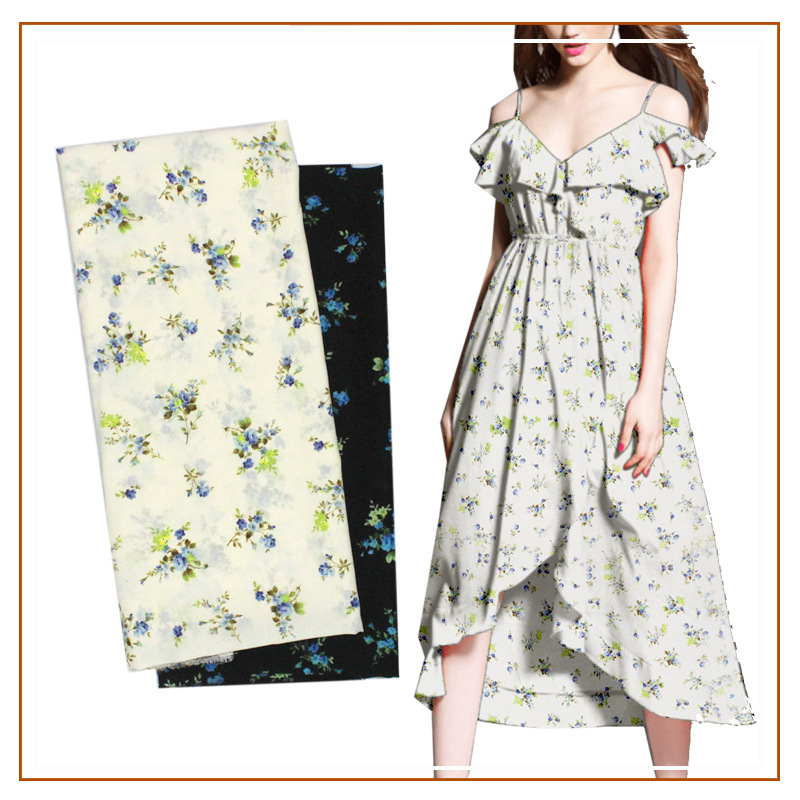 Hibiscus Linen Floral Print Fabric Skirt Dress Suspender Skirt Shirt Women's Top Shirt Floral Fabric