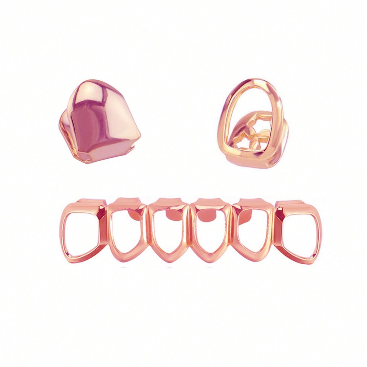 Picture of Cross-Border Hot Selling Six Cut Out Flat Teeth Hip-Hop Braces Hiphop Hip-Hop Teeth Three-Piece Set Stage Props Braces