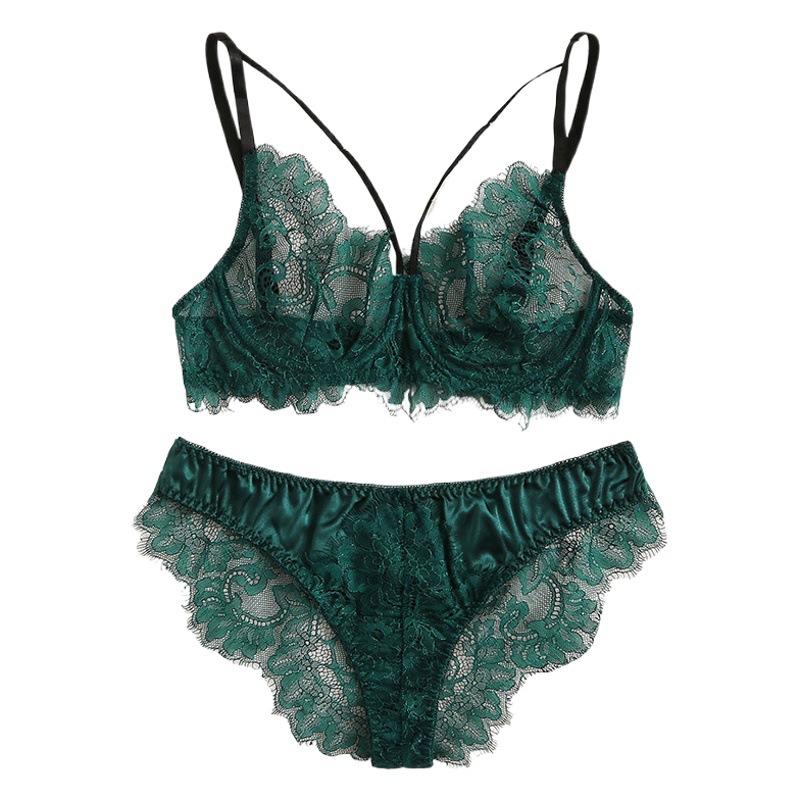 Cross-border exclusive for Europe and the United States sexy underwear wholesale spot a generation of lace embroidery lace sexy underwear set