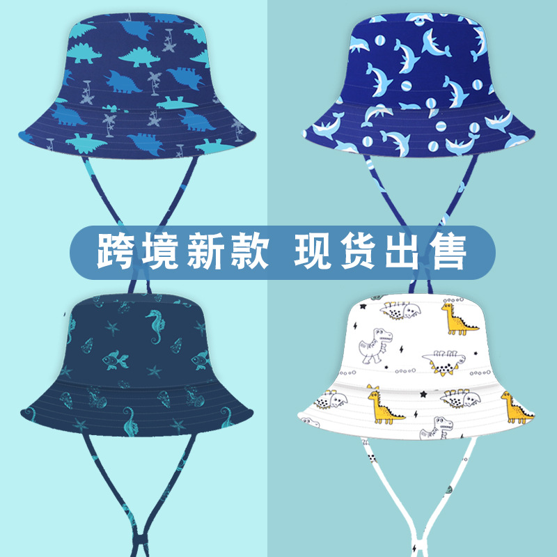 2023 Spring and Summer New Cross-border Special for Children Fisherman Hat Cartoon Printed Children's Basin Hat UV-proof Sunshade Hat