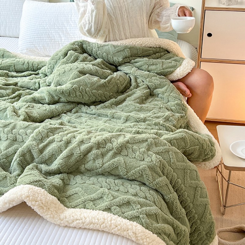 Picture of Thickened Coral Fleece Flannel Lamb Fleece Blanket Nap Sofa Blanket Office Shawl Air Conditioning Blanket