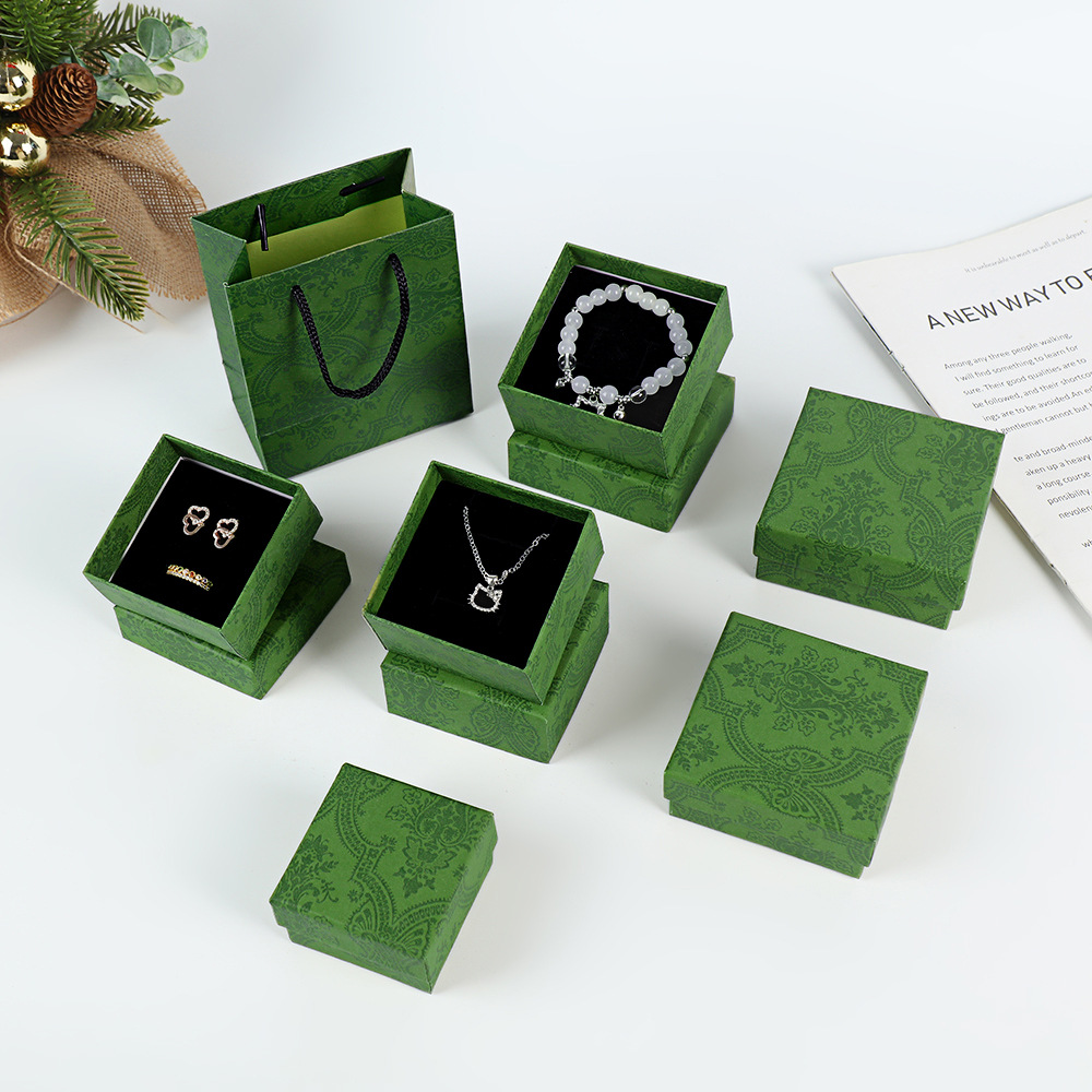 Factory in stock Green Ring Necklace Bracelet Jewelry Packaging Box Tiandi Cover Jewelry Gift Box Storage Packaging Box