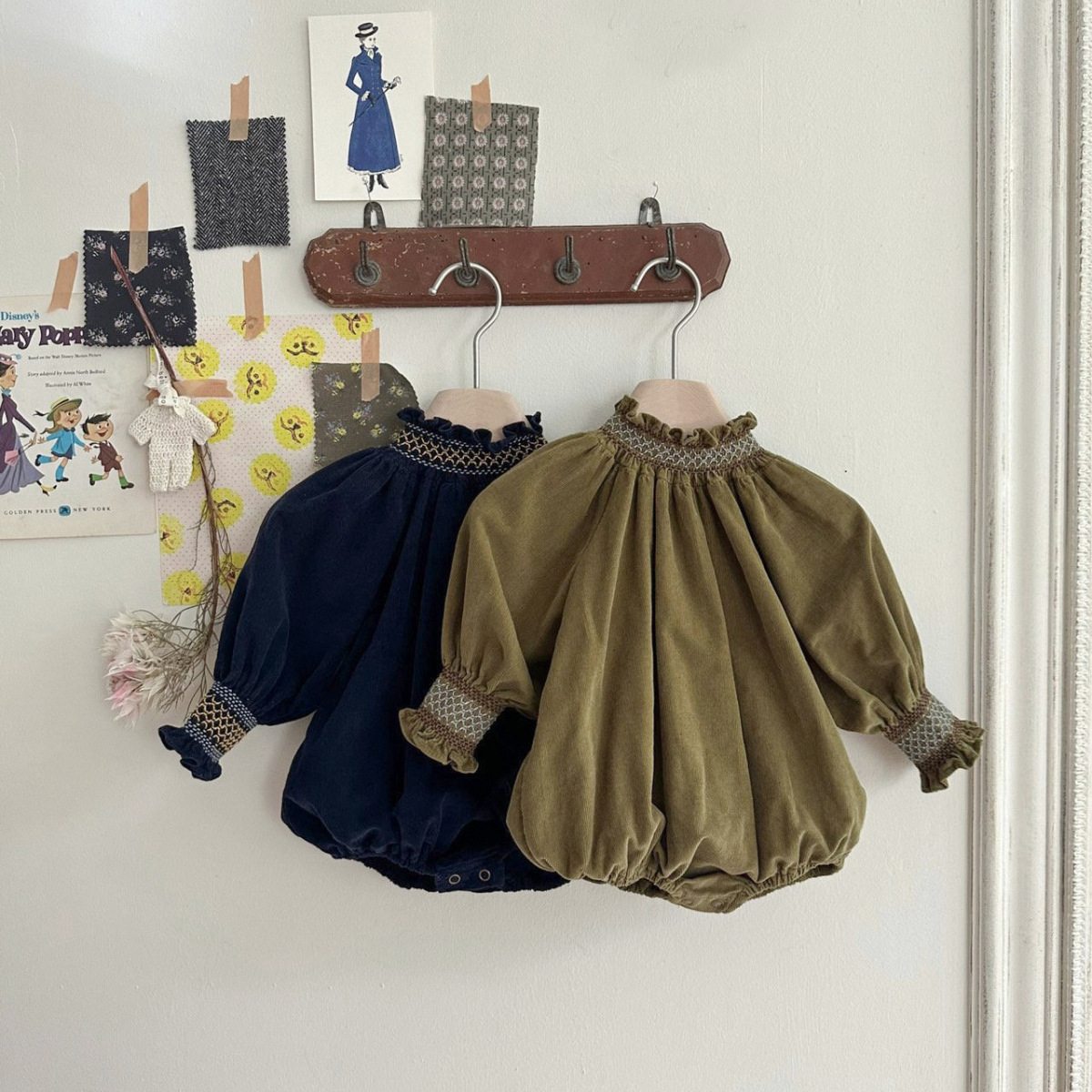 Baby's Autumn Elegant Corduroy Corduroy Sleeve Spring and Autumn Long Sleeve Bag Fat Clothes Triangle Climbing Suit