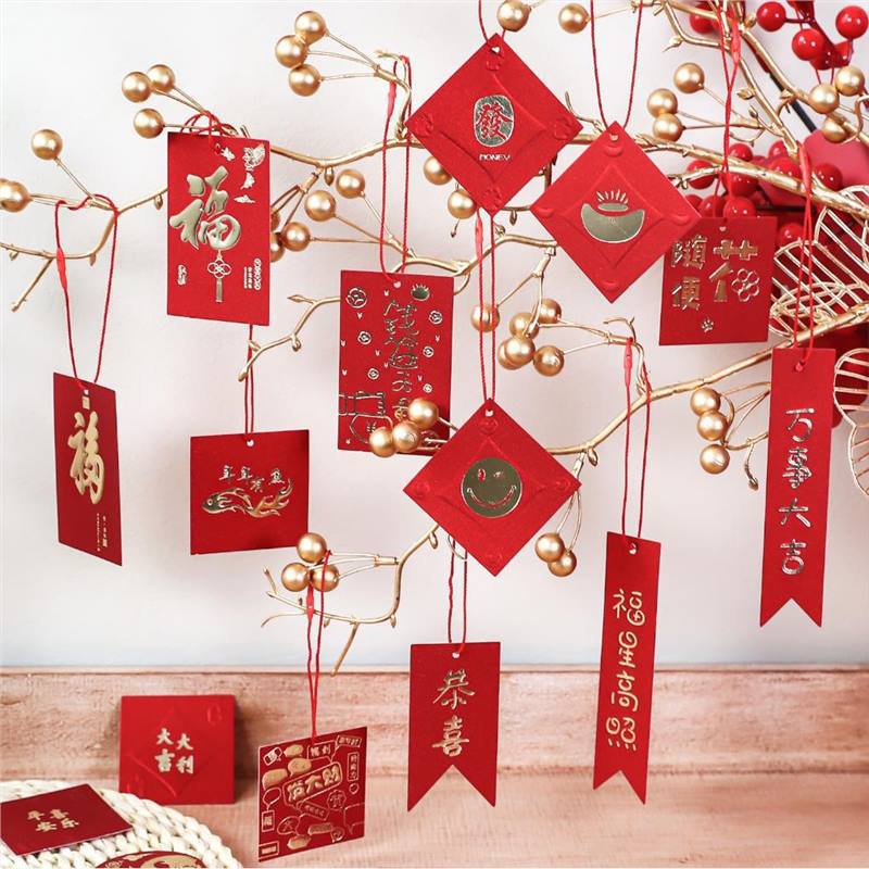 New festive hanging card bucket card housewarming greeting card opening big fortune tree blessing bucket hanging card flower gift