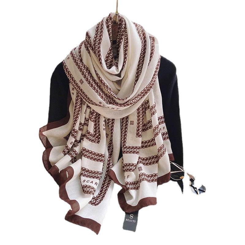 Picture of Small Large Scarf Autumn and Winter Women's Cotton and Linen Scarf Summer Lunch Break Air-conditioning Room Shawl Dual-use Travel Scarf Fashion