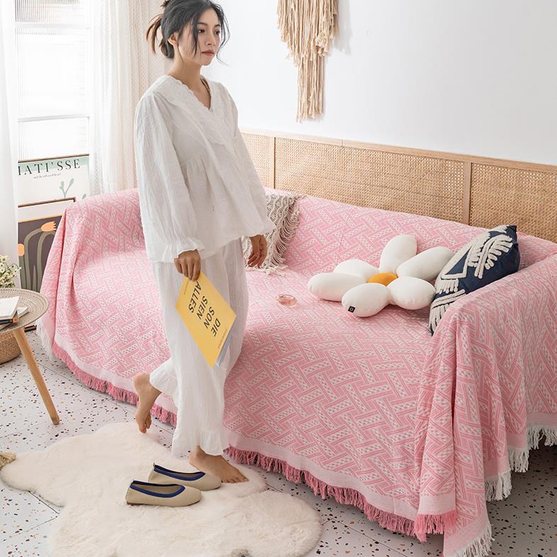 Picture of [Cross-border wholesale] Nordic pure color Four Seasons cotton blanket simple cushion ins style sofa Towel fashion lunch break blanket
