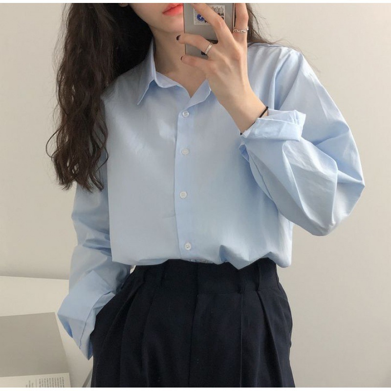 In stock Spring and Autumn new pure color Korean style long-sleeved shirt women's design sense niche versatile casual shirt jacket
