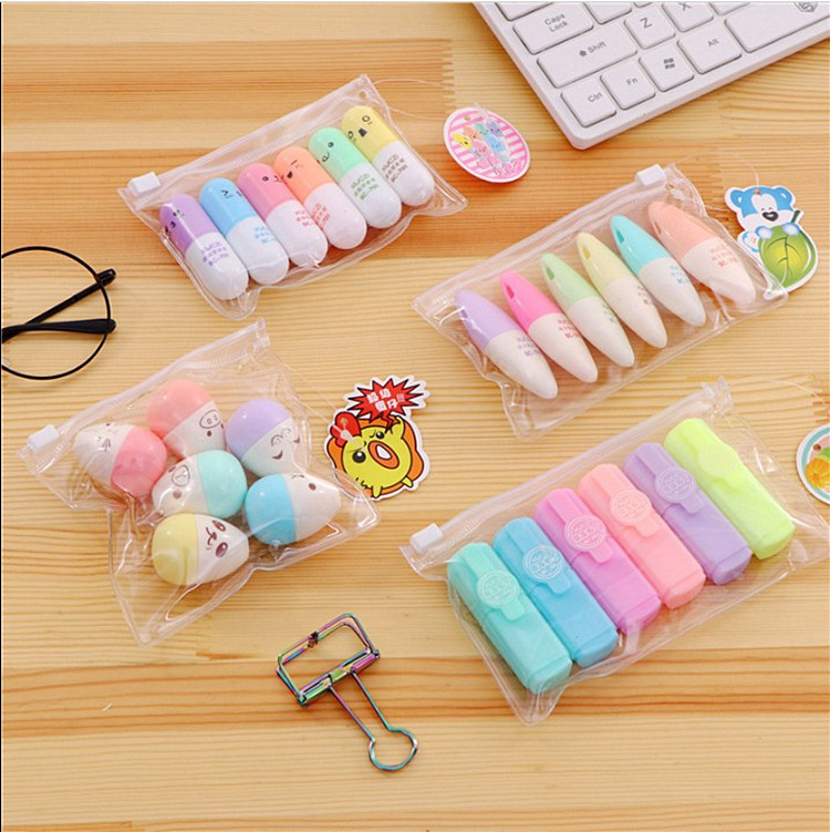 Picture of Highlighter Mini Pill Highlighter Color Painting Key Pen Marking Pen Doodle Pen Color Pen 6 Color Set