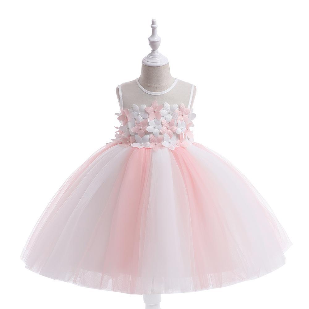 2024 Amazon Flower Little Children's Girl's Dress Flower Girl's Wedding Dress Poncho Veil Dress Children's Birthday Performance Dress