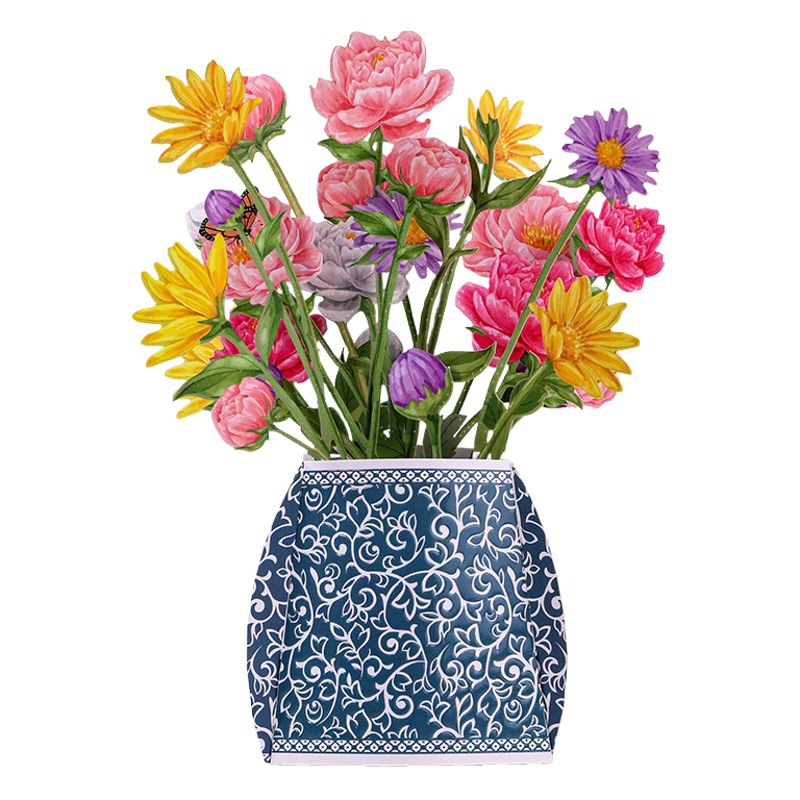 Teacher's Day National Style Cultural and Creative Blue and White Porcelain Three-Dimensional Greeting Card 3D Ornament Thanksgiving Permanent Bouquet Amazon Card Wholesale