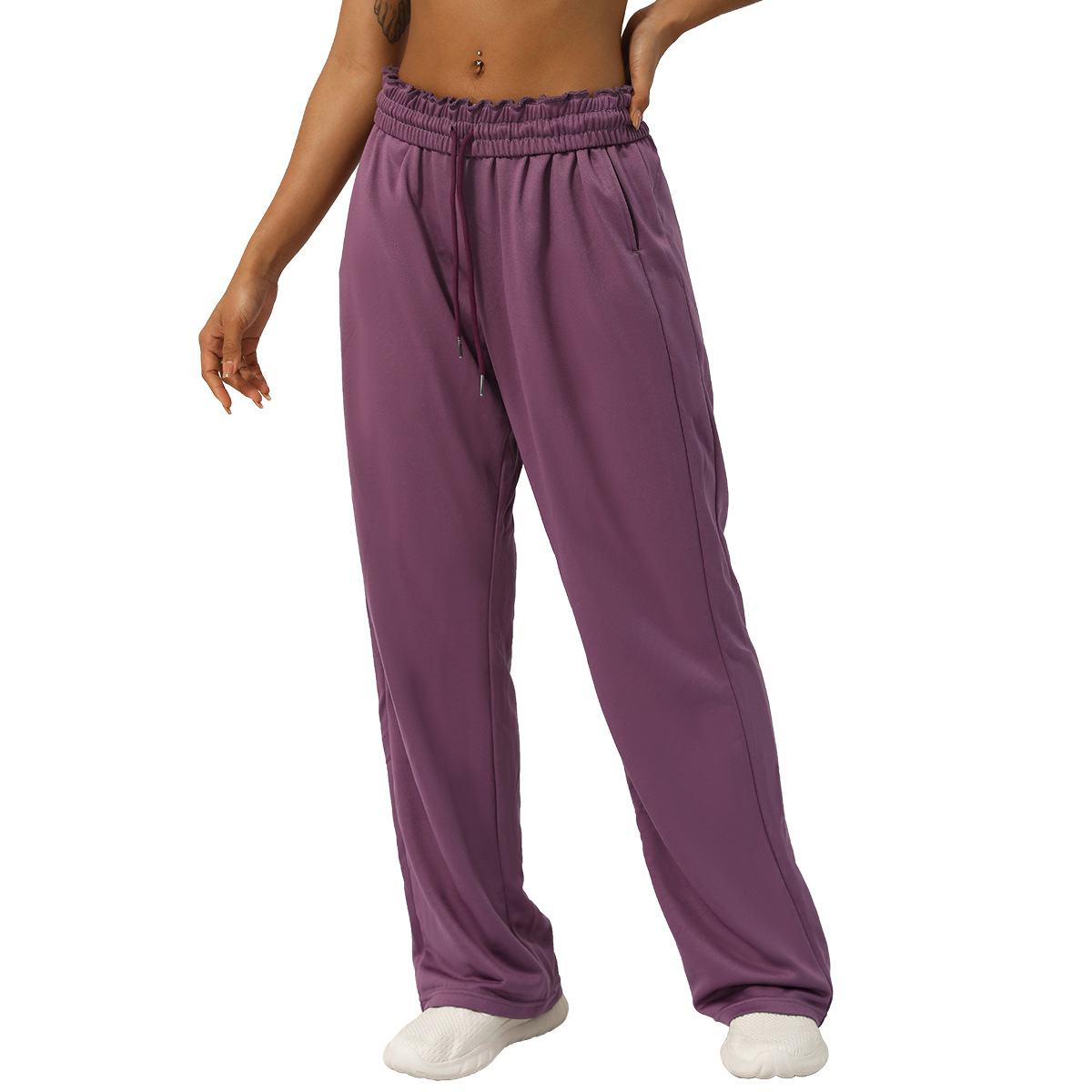 Picture of Spring and summer European and American sports leisure pants waist yoga clothing loose fitness pants women's outdoor straight wide leg pants