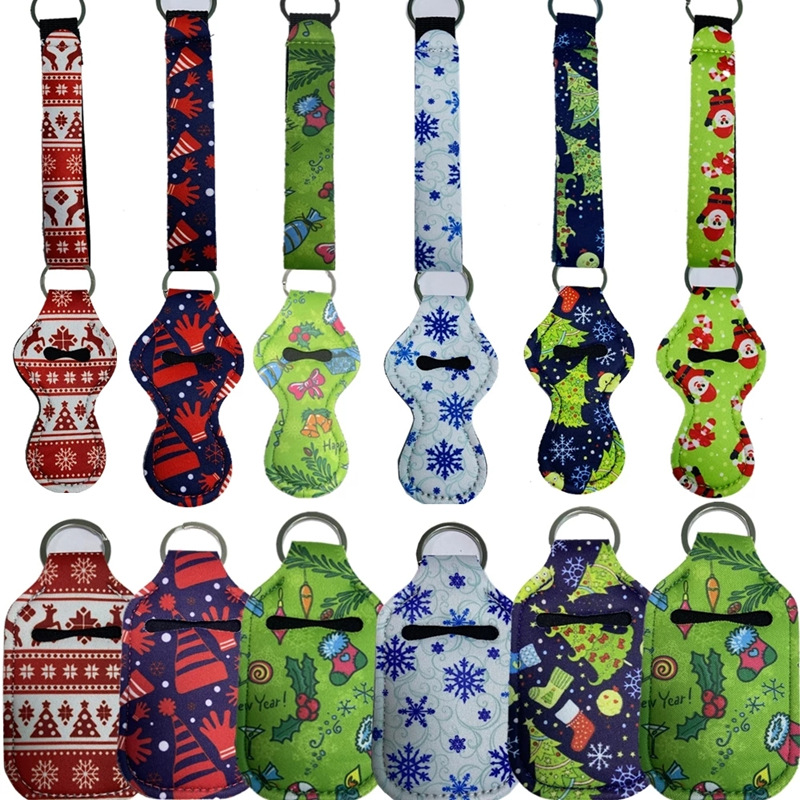 20 New Christmas gifts spot supply Neoprene diving material key chain lipstick set hand sanitizer bottle set