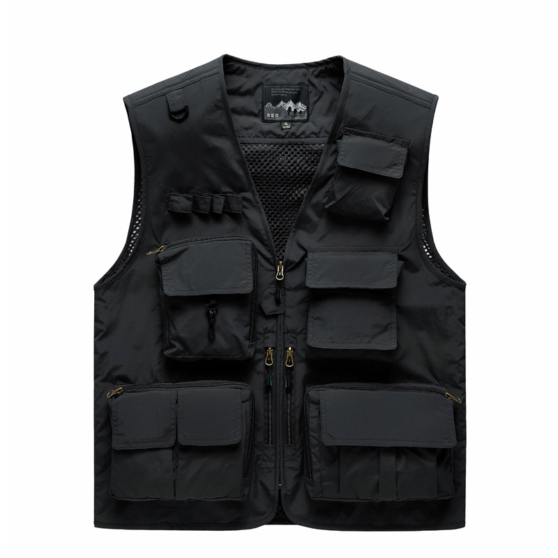 Cross-border Outdoor Men's Vest Thin Photographic Vest Plus Fat Plus Plus Outdoor Men's Multi-pocket Fishing Vest Orange