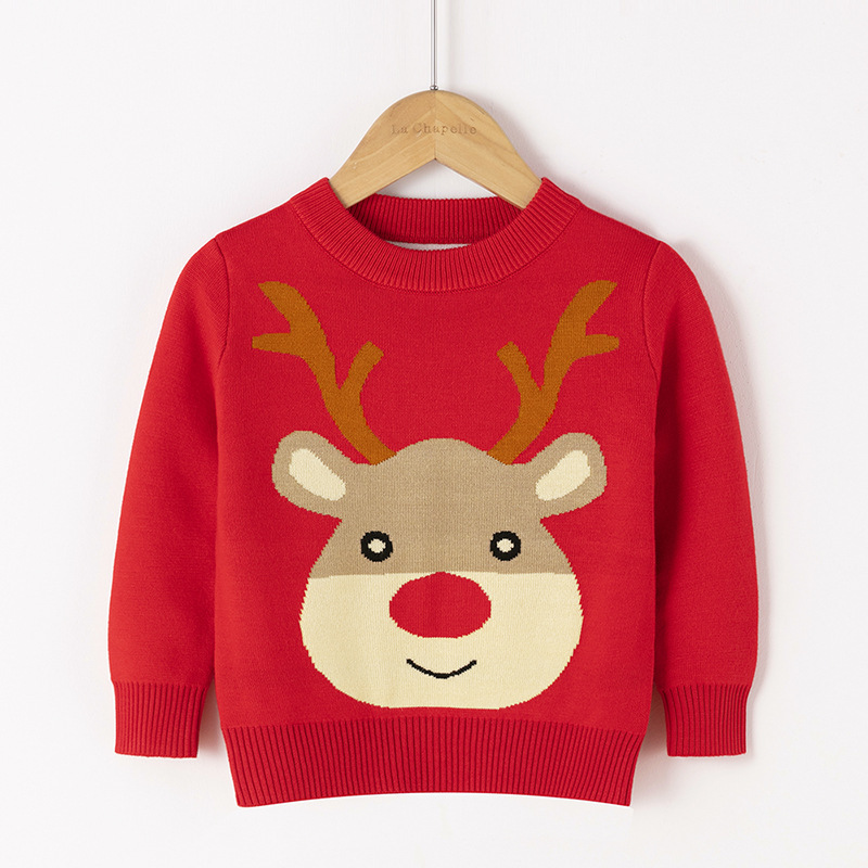 Picture of Factory wholesale boys' cartoon bottoming pullover girls' round neck Christmas sweater children's Korean-style European and American children's clothing