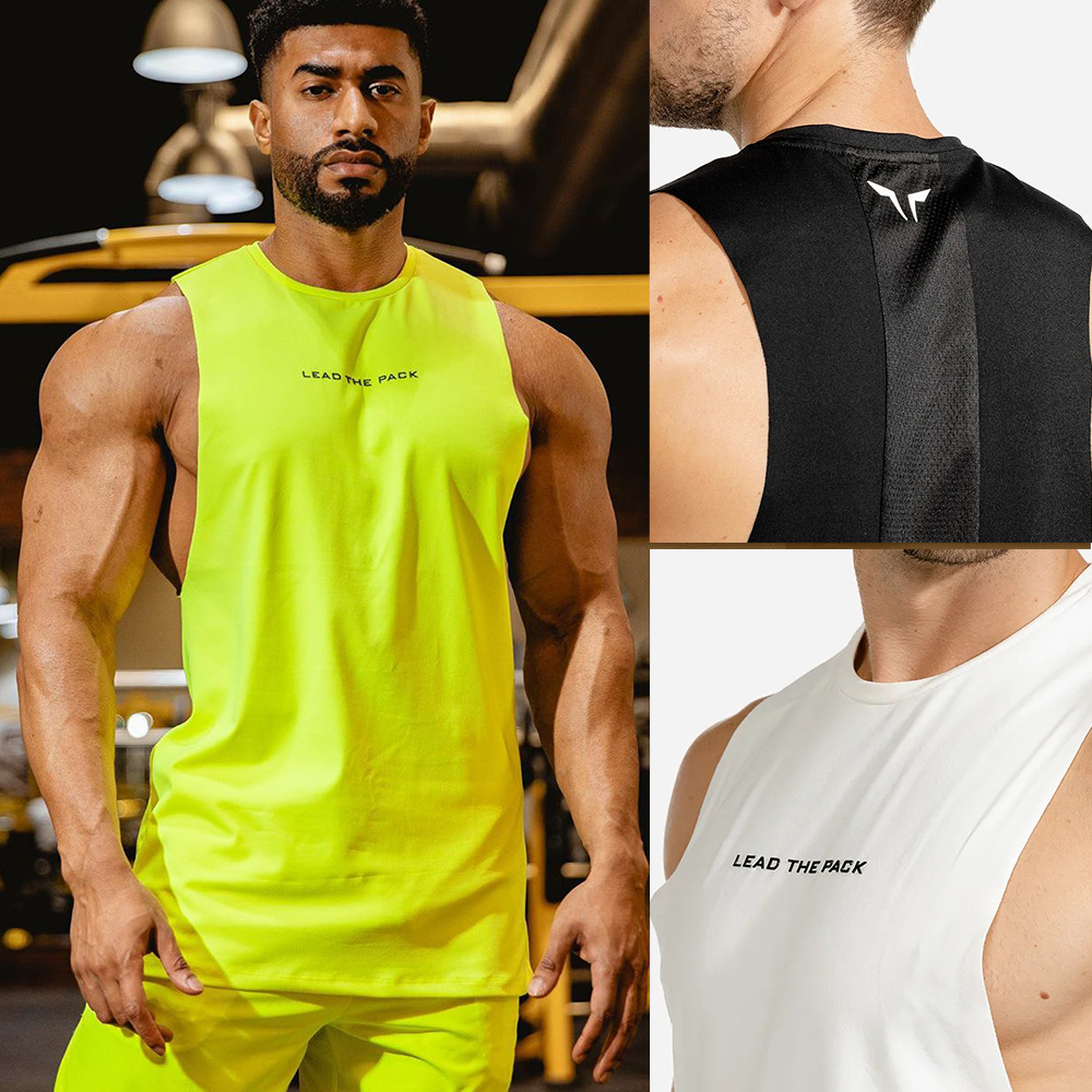Muscle Vest Men's Brothers Fitness Breathable Slim Sports Trend Summer Sleeveless T-Shirt Amazon Aliexpress