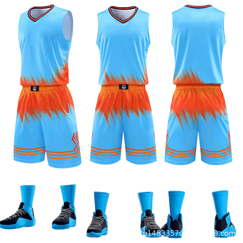 Picture of Children's Adult Camouflage Basketball Suit Spring and Summer Training Competition Team Uniform Outdoor Sports Breathable Jersey Printable