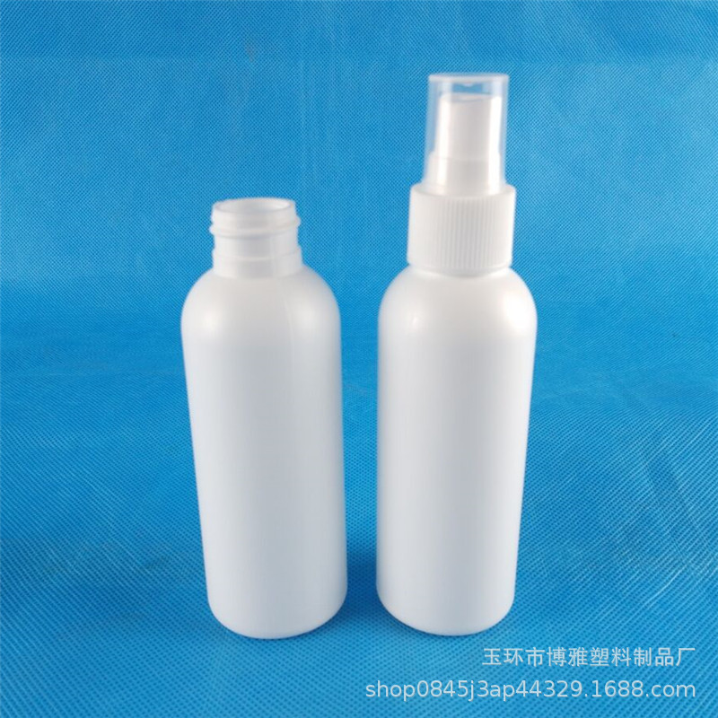 Yuhuan factory 120ml ml transparent spray bottle PET round shoulder plastic bottle fine mist bottle