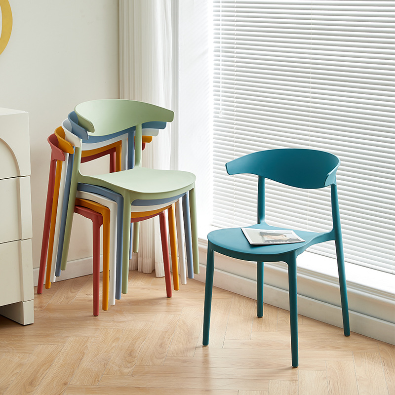 Picture of Modern Simple Plastic Chair for Home Use, Adult Chair with Backrest, Horn Chair, Cafe Dining Chair, Backrest Chair, Lightweight and Durable