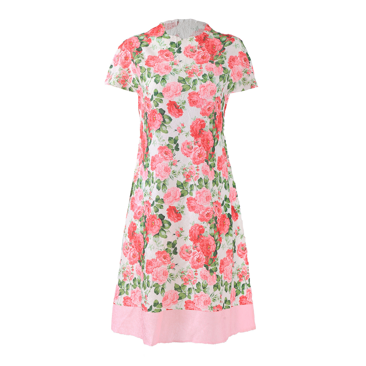 Picture of European and American French Retro Floral dress 2024 Miyake Summer New Printed Slim-fit Waist Midi Dress for Women