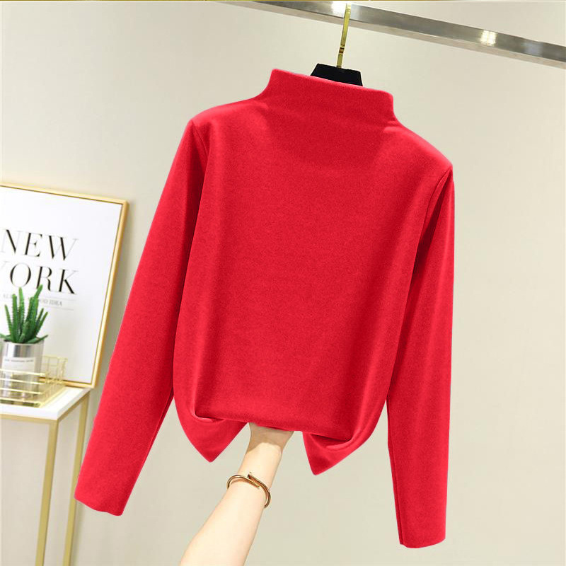 Picture of Warm Suit women's autumn and winter half turtleneck fleece-lined de thin undershirt underwear home wear autumn clothes long pants