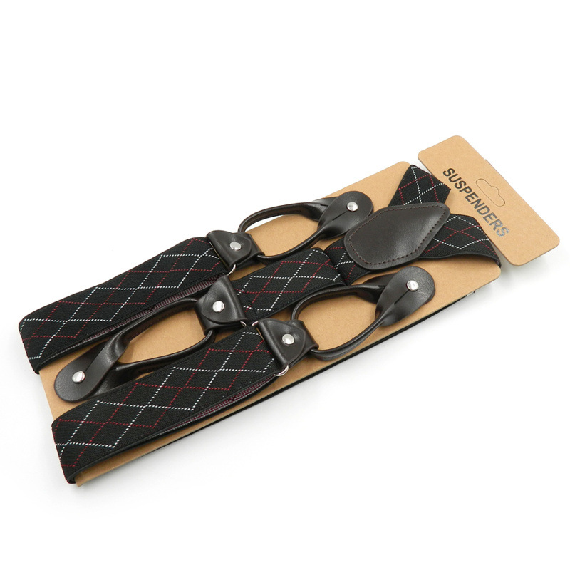Picture of Cross-border supply adult men's leisure straps Y-shaped 6-clip elastic suspenders spot men suspenders