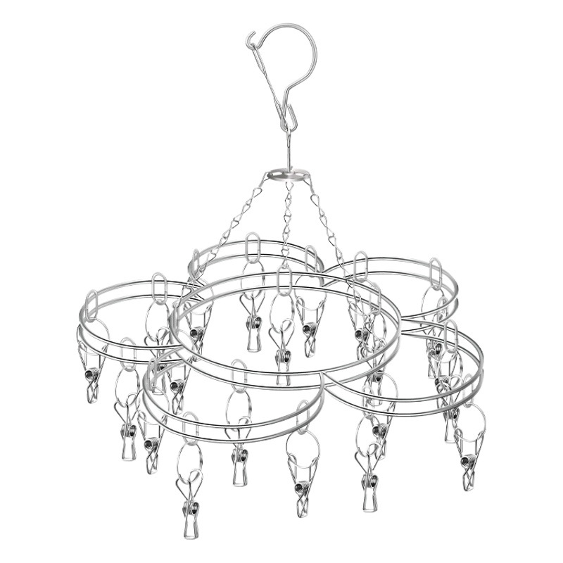 Kaiwang Stainless Steel Sock Rack Plum Blossom-Shaped Sock Rack Solid 20 Clip Sock Drying Rack Multi-Head Clothes Drying Rack Wholesale