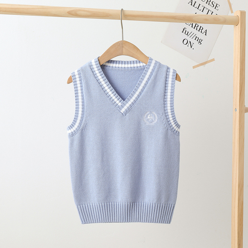 Picture of Children's Knitted Vest College-style Sweater Vest Student Stylisch Pullover Vest Girls Boys White Waistle