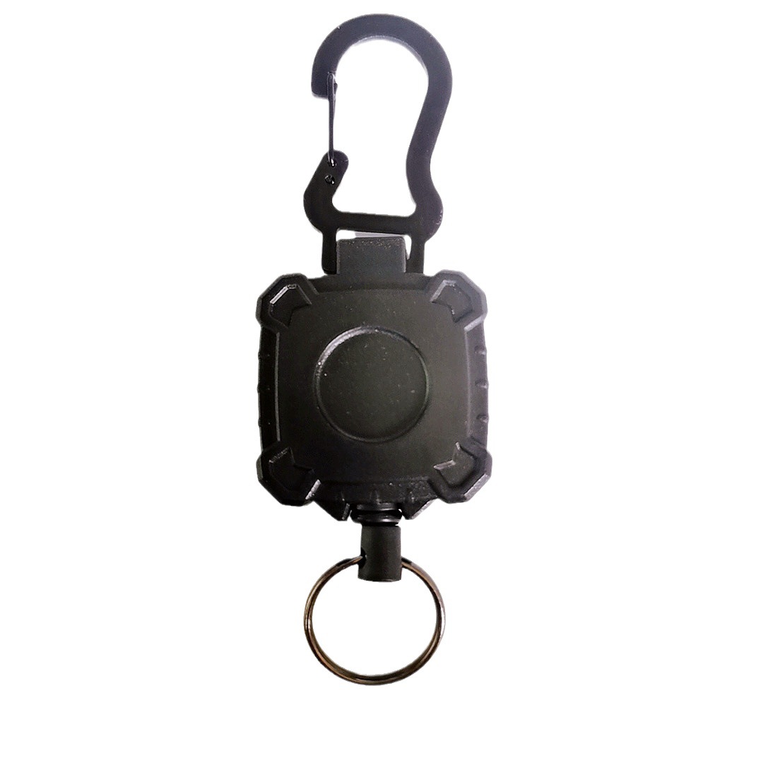 Picture of Cross-border black heavy-duty easy-pull buckle anti-theft steel wire rope retractable mountaineering keychain outdoor ABS square buckle LOOG