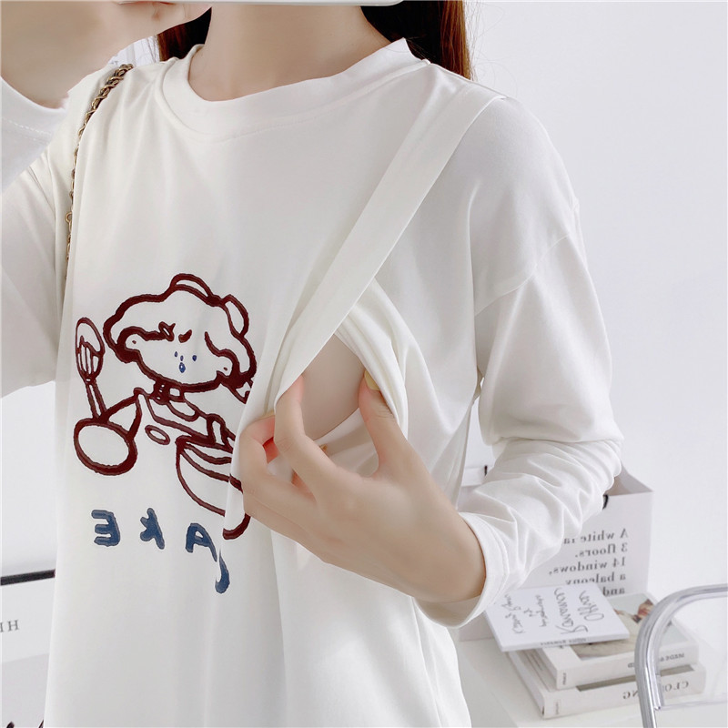 Maternity clothes nursing clothes autumn and winter postpartum wear long-sleeved T-shirt fashion nursing clothes out spring and autumn top