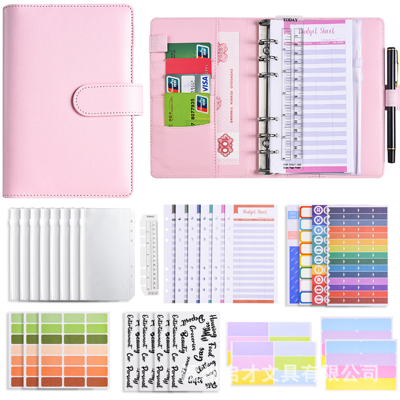 Picture of A6 Binder Cross-Border Creative Notebook Wholesale Zipper Bag Macaron Pu Leather Cash Budget Notebook