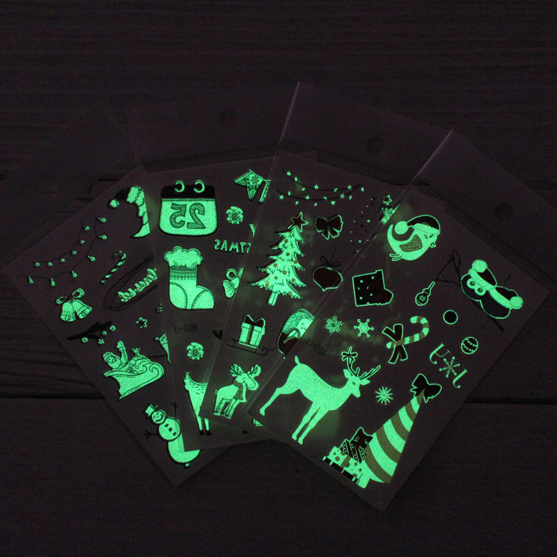Picture of Cross-border Supply Waterproof Luminous Christmas tattoo Sticker Cartoon Snowman Party Children tattoo Sticker