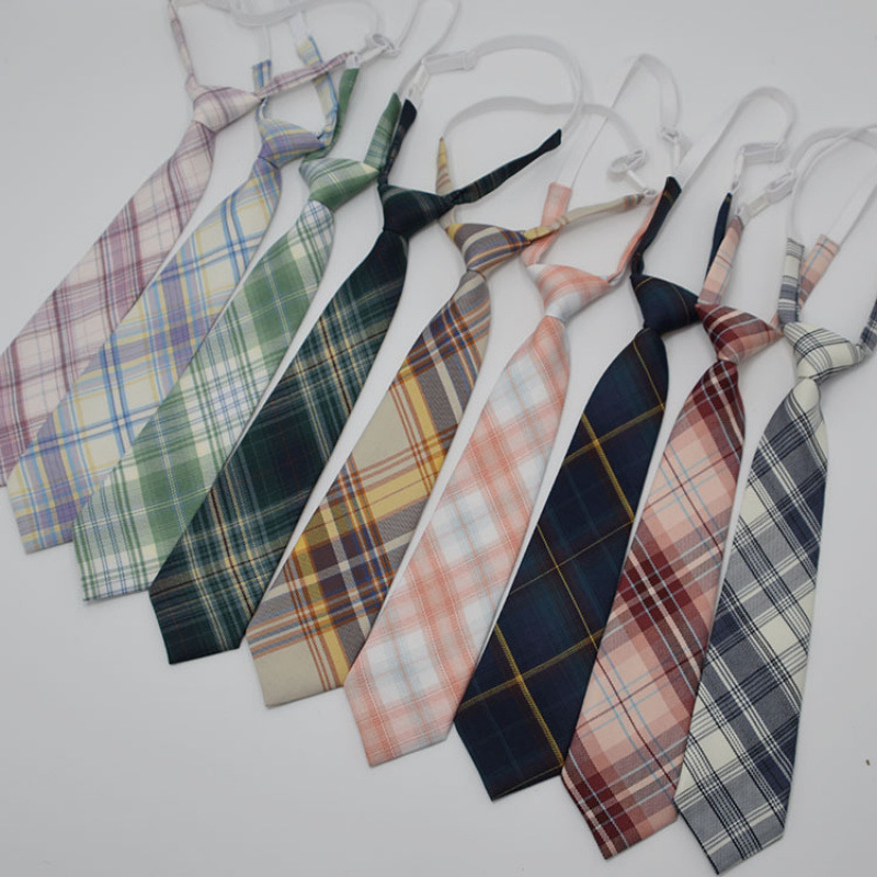 JK plaid no tie Japanese uniform school uniform college style lazy tie small tie