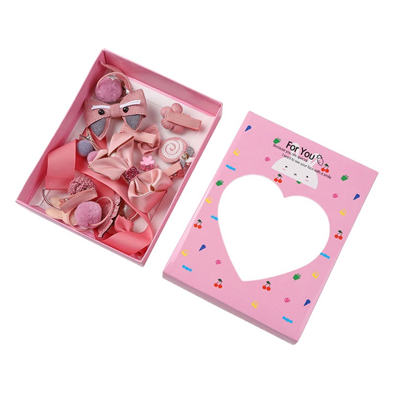 New Year gift bow rabbit hairpin children's hair accessories headdress 18 pieces suit gift box little girl bangs clip hair