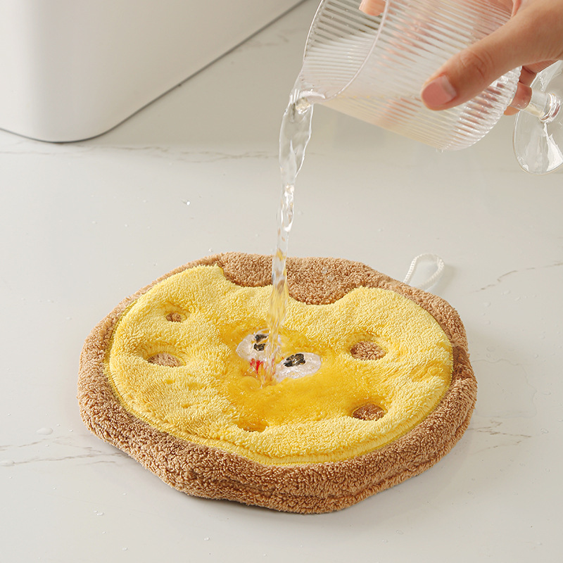 Picture of Hanging thickened baking cartoon children's hand towel absorbent coral fleece small square towel kitchen bathroom dual-use