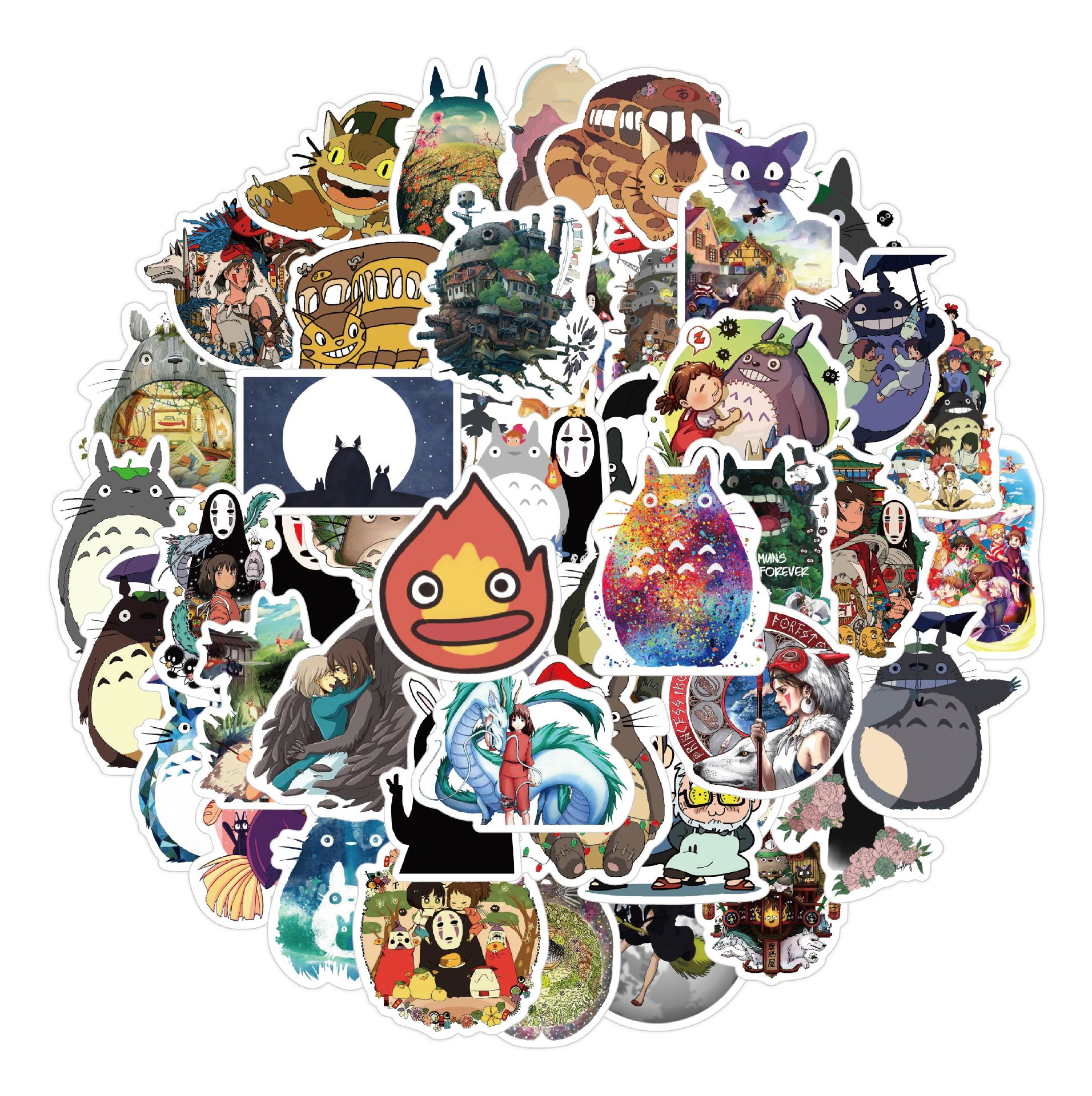 Picture of Japanese Anime Miyazaki Hayao Totoro Spirited Away 50 Stickers Suitcase Skateboard Water Cup Graffiti Waterproof Stickers Wholesale