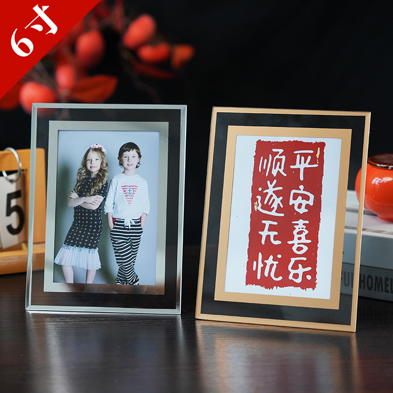 Creative transparent glass six inch photo frame crystal photo frame 6 inch photo frame empty frame mini table high sense wholesale