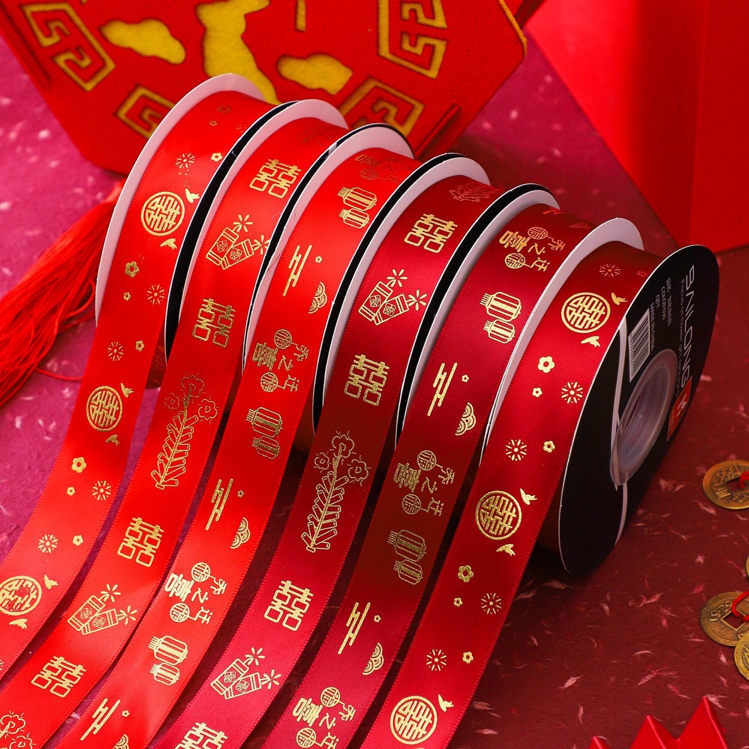 festive ribbon wedding wedding gilding ribbon opening housewarming flower bouquet packaging strap diy