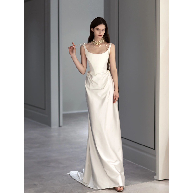 Picture of Satin Light Wedding Dress for Banquet Alice Same Delivery Zhao Ruth Same High-end Bride of Empress Dowager