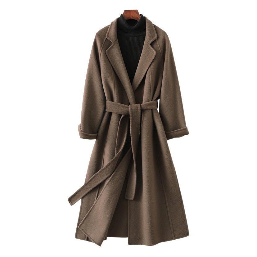 Double-Sided Cashmere Outwear Women's Mid-Length Over-The-Knee Loose Large Size Lazy Style Woolen Outwear 2025 Autumn and Winter New Style