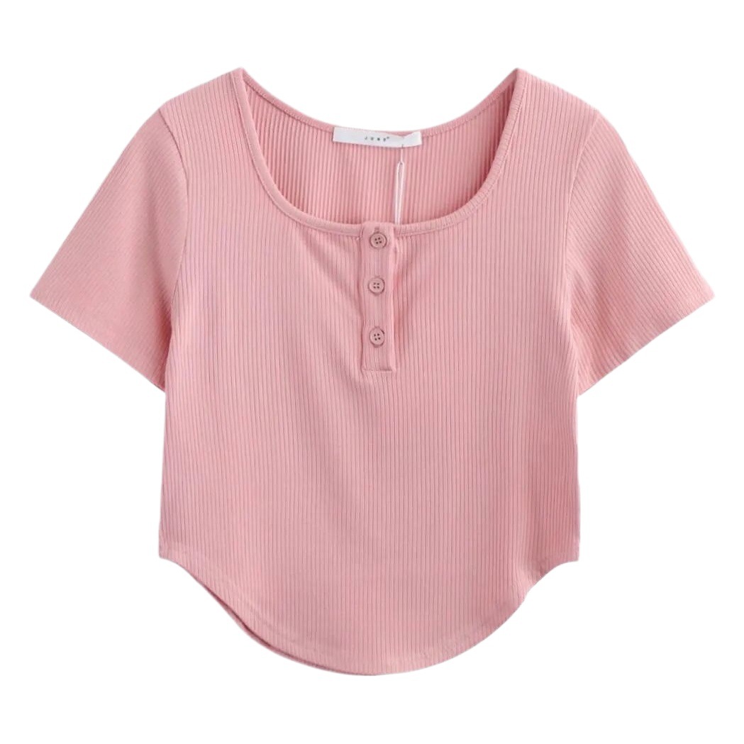 Pure Desire Curved Hem Slim-fit Slimming T-shirt Women's Short-sleeved Summer New Sweet Spice Girl Short Chic Top Ins