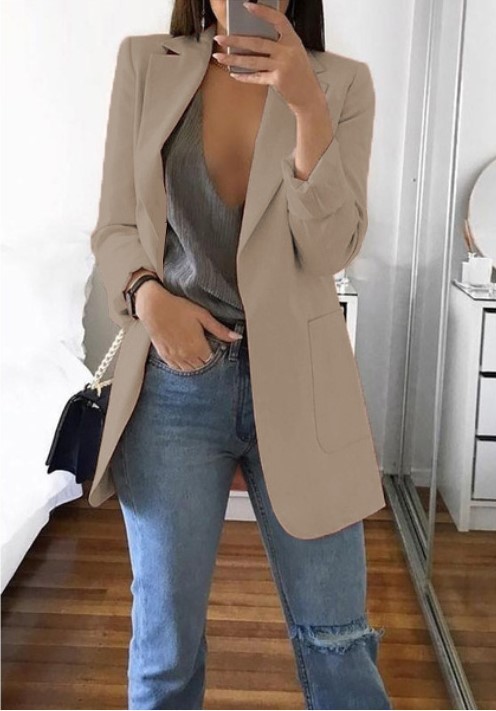 Picture of Wish Amazon 2021 European and American fashion lapel slim cardigan elegant suit jacket women