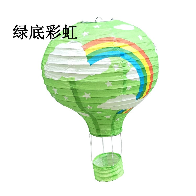 Picture of 2020 new manufacturers wholesale hot air balloon paper lantern two-color stitching rainbow export wedding paper lantern decoration