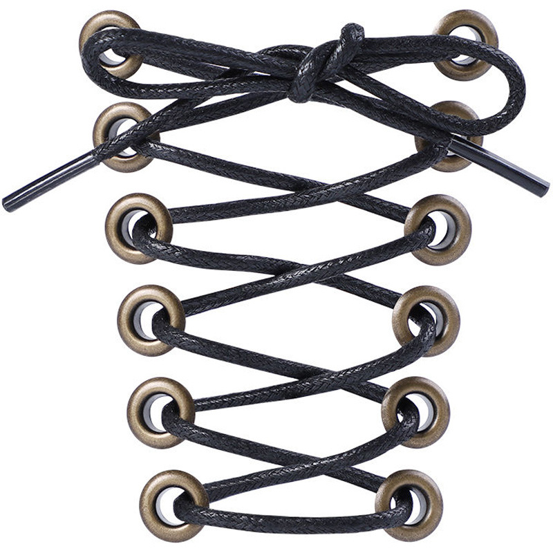 Picture of Factory wholesale waxed shoelace thin 0.25cm round black white brown leather shoes martin boots shoelace rope a pair