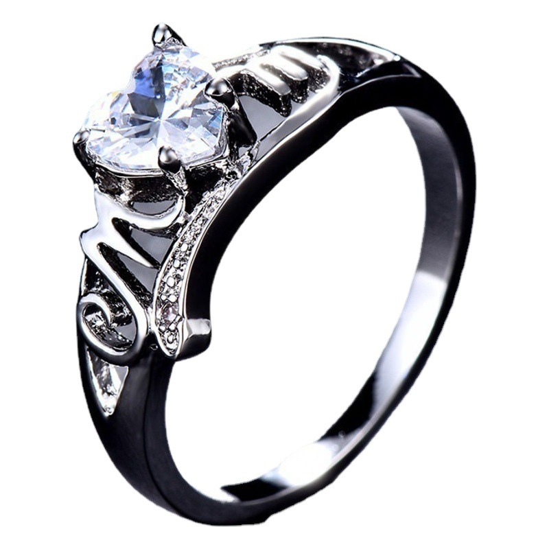 Huajie wish cross-border e-commerce new electroplated heart-shaped zircon ring European and American popular fashion female engagement bracelet